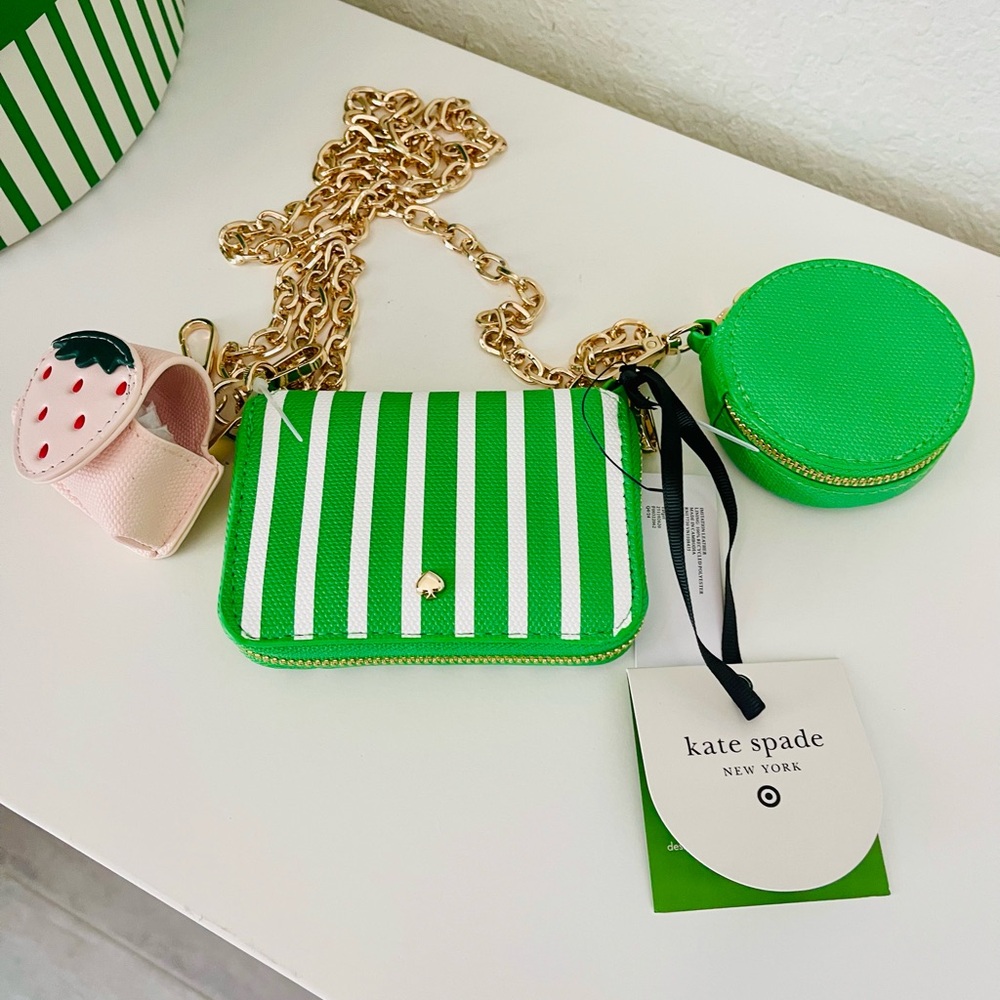 Kate Spade x Target Striped Wallet Crossbody Bag w/ coin purse & earbud case